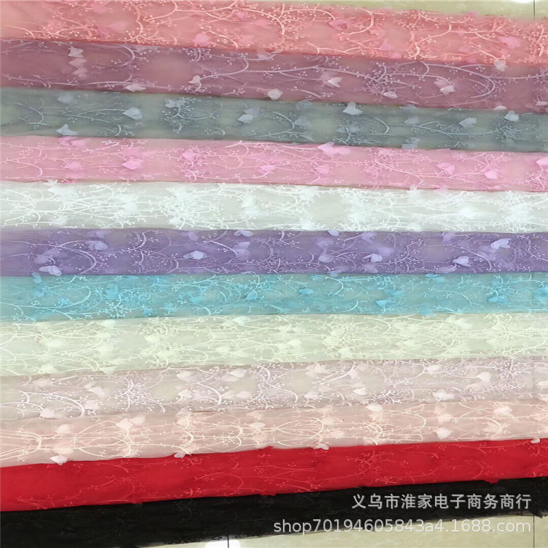 Wholesale and customization of home textile and clothing accessories, embroidered butterfly mesh fabric, skirts, wedding dresses, lace fabric details Picture