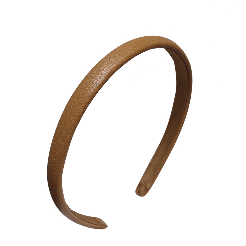 Korean Leather Headband Texture Fashionable Solid Color Fine Edge Going Out Hairpin Retro Elegant Net Red Headwear Item Picture
