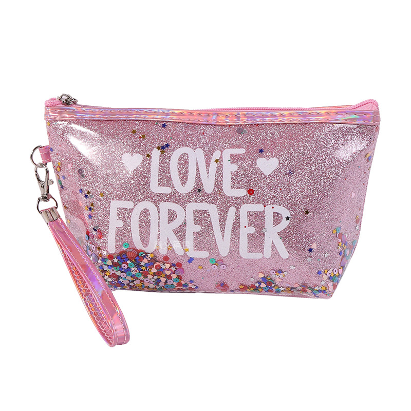 New Sequin Print Alphabet Makeup Bag Cartoon Makeup Toiletries Travel Storage Bag Hexagonal Tote Available Item Picture