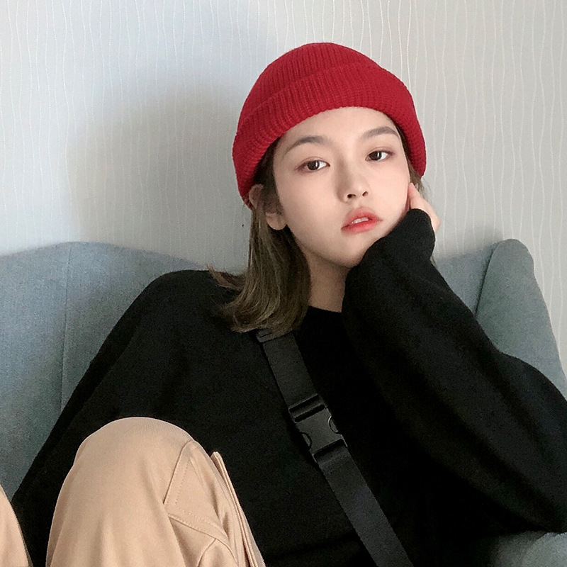 ins Wool hat tide knitted melon skin hat female winter hip hop yuppie landlord cap Bao Tou sailor cap men cold cap wholesale