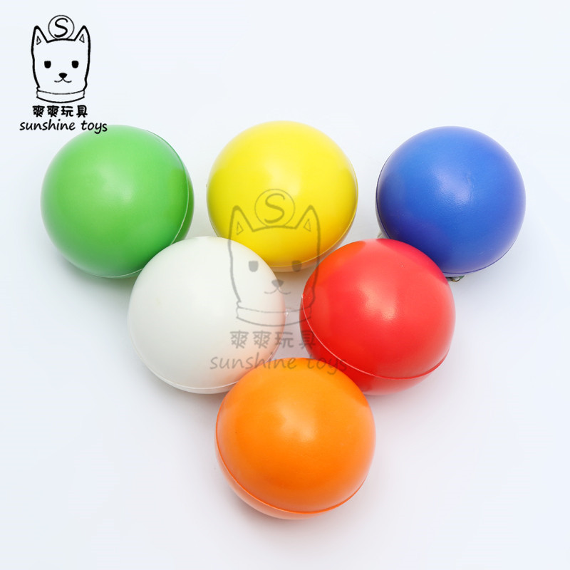 厂家63mm实心光面pu球发泡海绵压力球训练握力球广告礼品印刷Logo