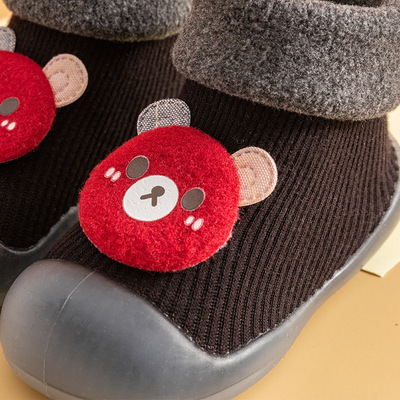 2021 New baby breathable round head toddler shoes casual cute cartoon bear indoor home socks shoes Specification drawing