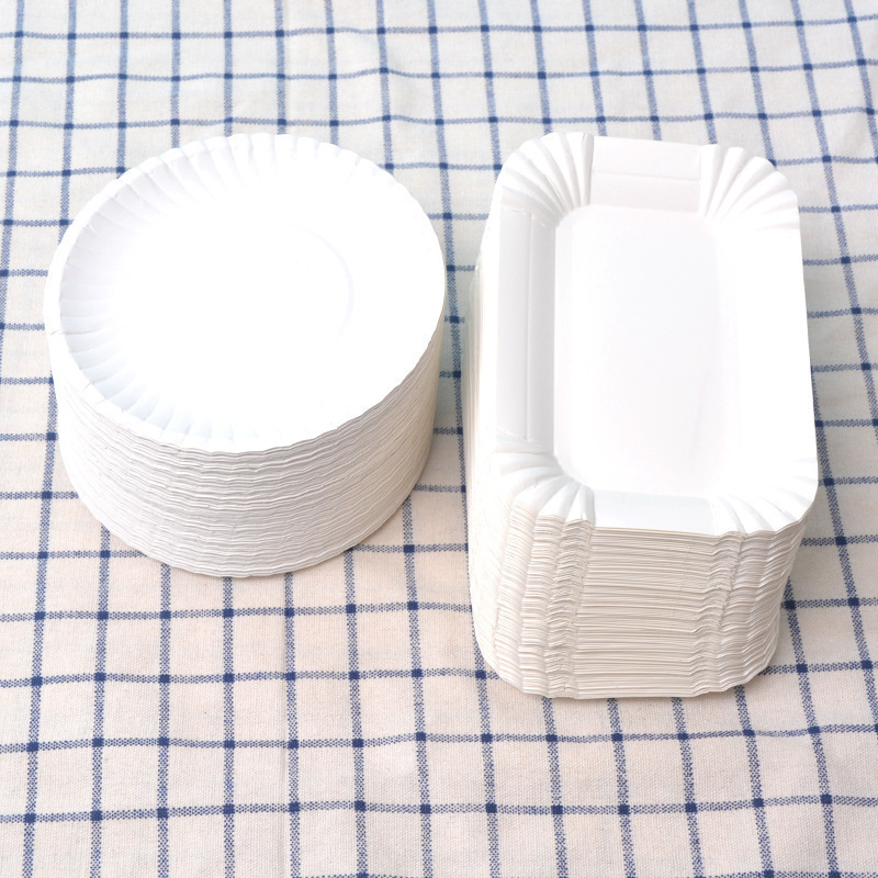 批发一次性长方形纸盘生日蛋糕盘白色方形圆形餐盘蛋糕纸碟加厚