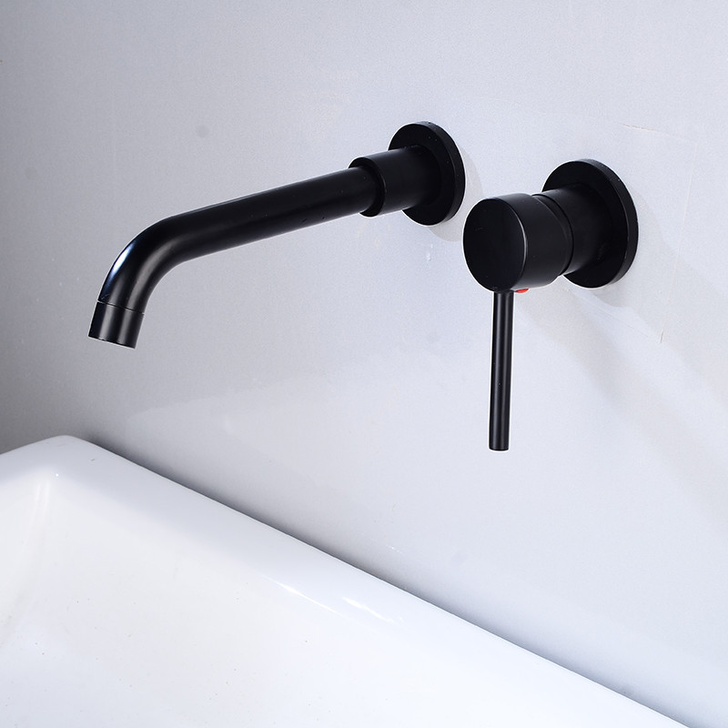 All Copper Embedment Hidden Into The Wall Type Hot And Cold Basin Faucet Wire Drawing Gold Paint Antique Black Washbasin Faucet Specification drawing