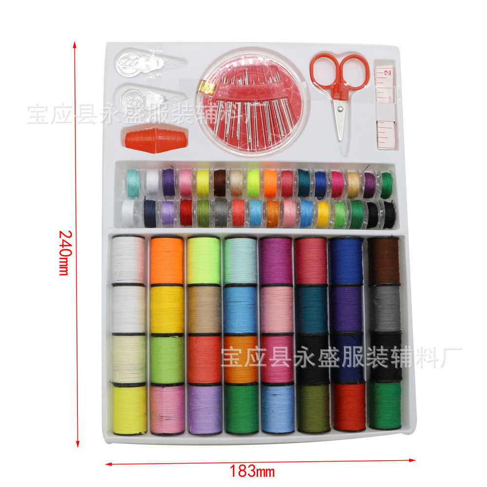 خيط الخياطة بالألوان (64 لفة)+ المقصات + المقصات + أغطية الإبرة المنزلية المتعددة الألوان Item Picture