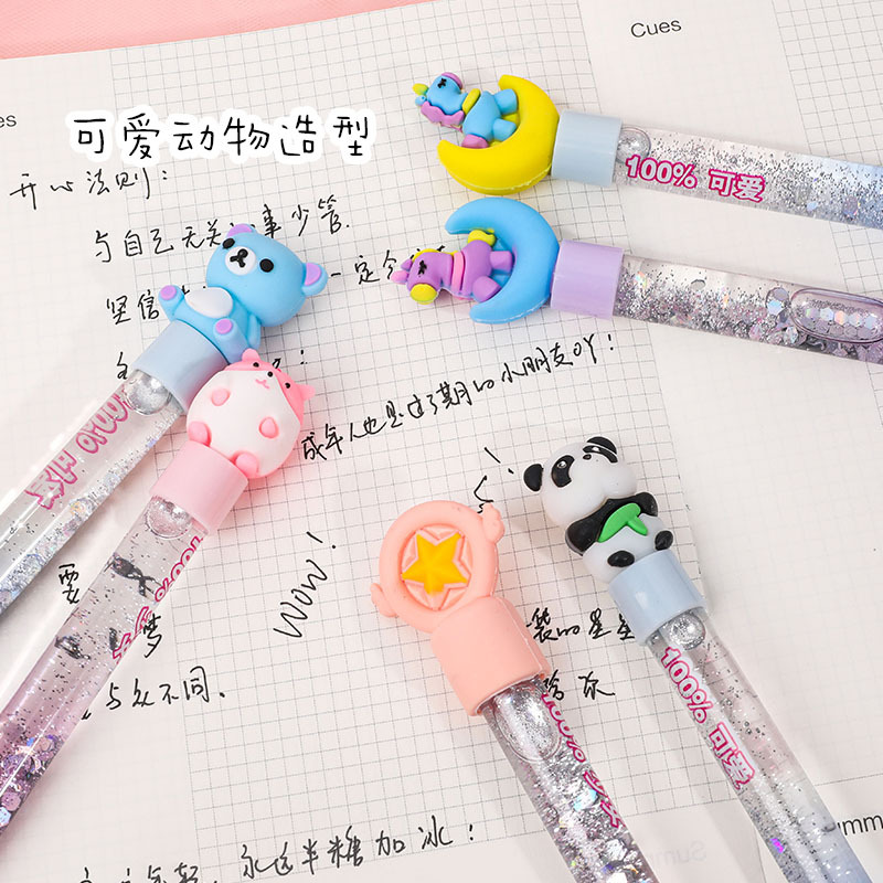 Cute Cartoon Quicksand Neutral Pen Internet Celebrity Girl Heart Into Oil Liquid Quicksand Pen Super Cute Little Fairy Signature Pen Specification drawing