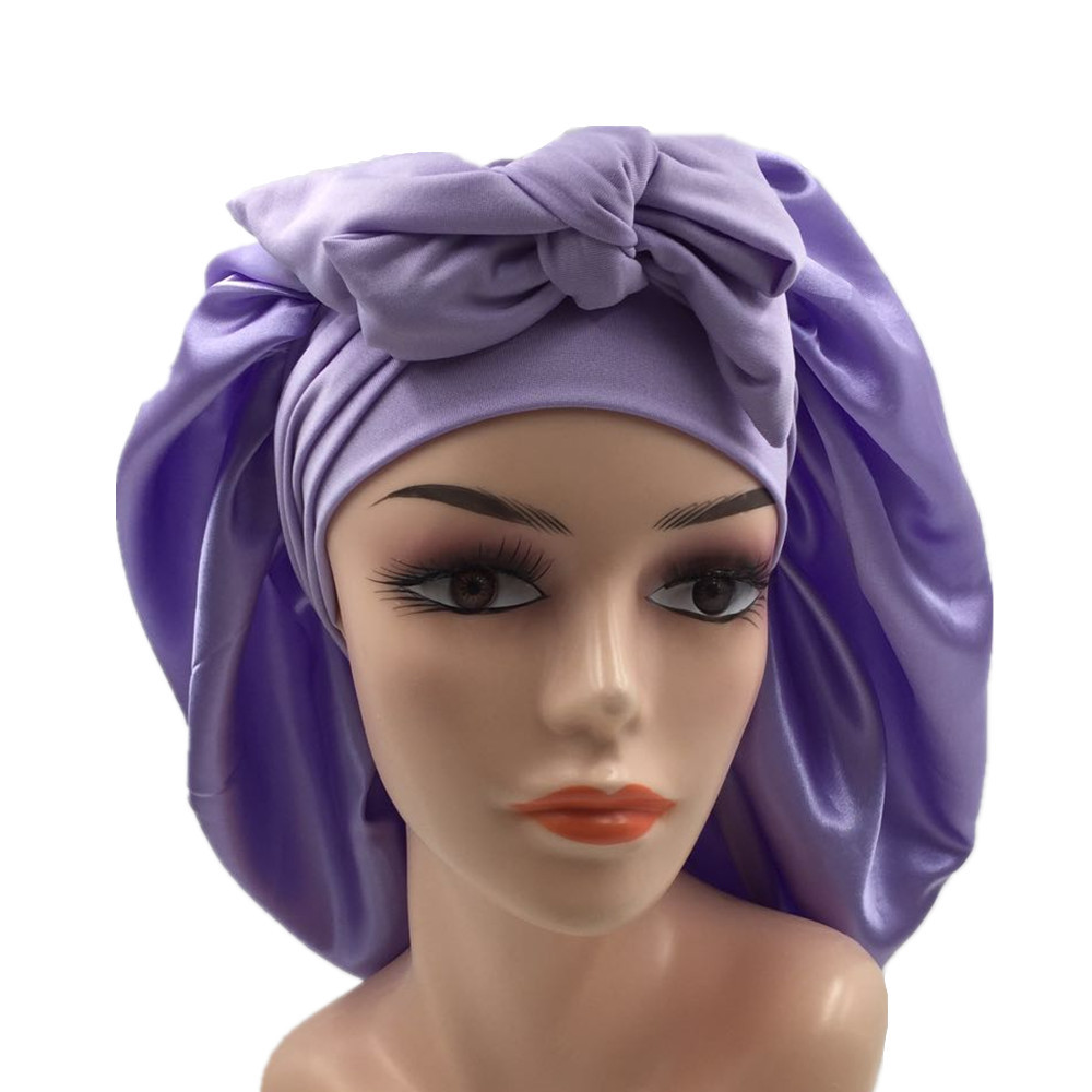 Cross-border source of pure color Ding nightcap imitation silk high stretch nightcap binding children protective wig cap manufacturers Application Scenario