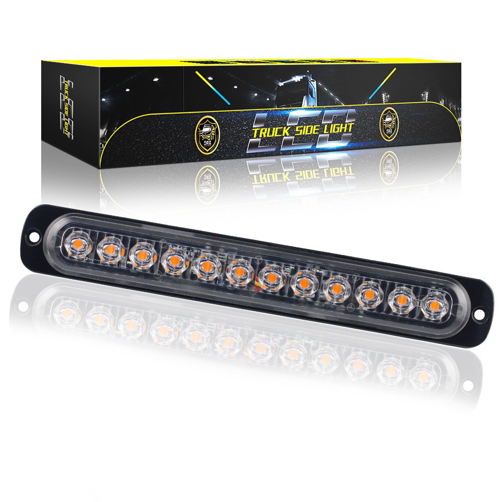 DXZ truck side light strip ultra-thin side flash 12LED Strobe light signal warning light 12-24V