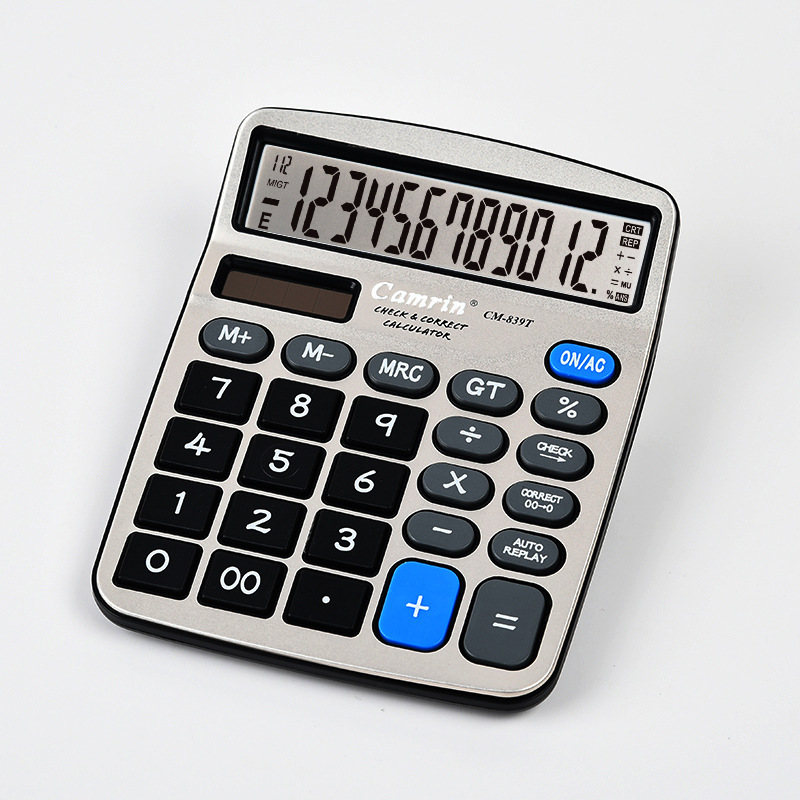 A solar-powered CM-839T calculator for students, a fashionable business computer with large keys for office and financial purposes Specification image