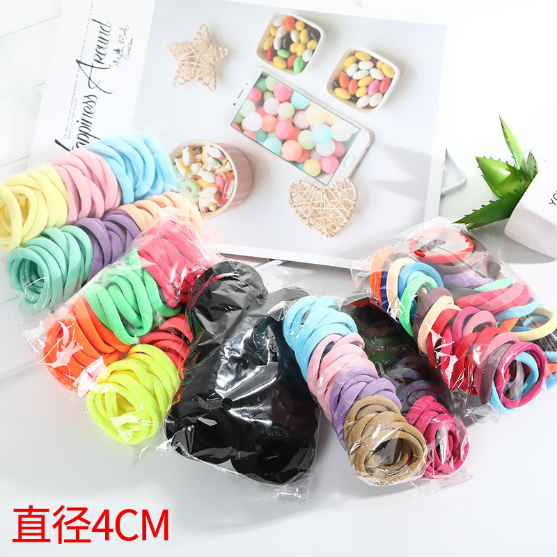 无接缝橡皮筋头饰发圈发绳50根一包4cm高弹力多层彩色糖果色发圈
