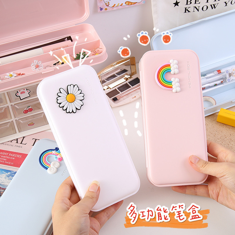 卡通少女心多功能文具盒ins可爱中学生笔盒铅笔盒文具用品收纳盒