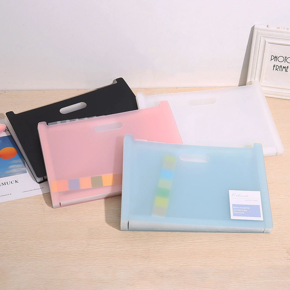 Multi-layer standing test paper bag, vertical organ bag, A4 material storage bag, student office hand-held PP file folder Application Scenario