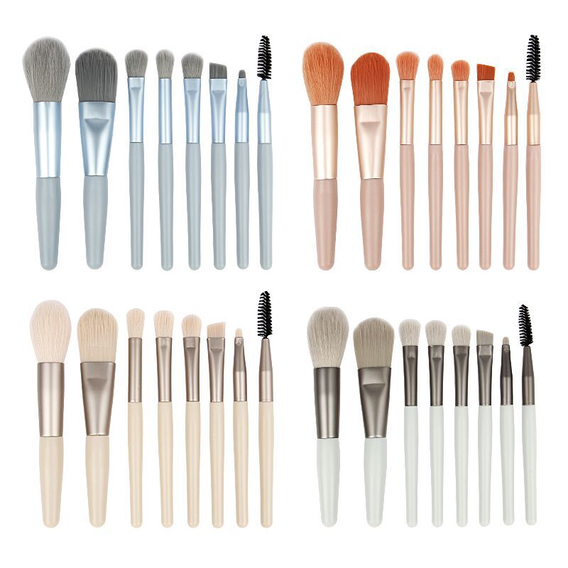 Hot 8 Plastic Handle Makeup Brush Portable Powder Eyeshadow Brush Set With Bag Beauty Tools Manufacturers Spot Specification drawing
