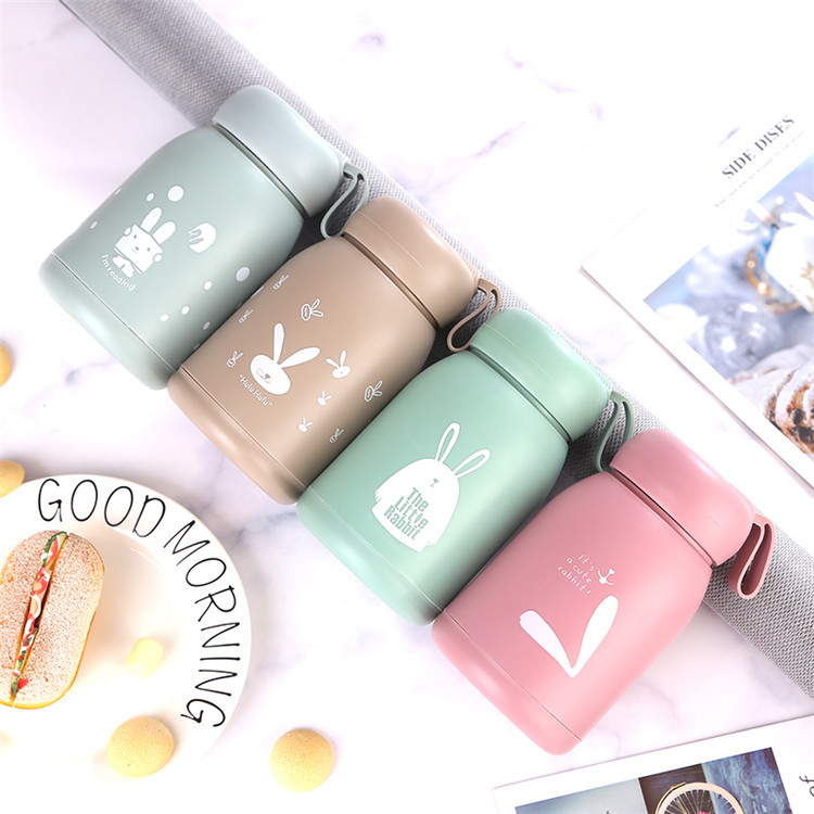 Wholesale Cute Rabbit Glass Printing Logo Advertising Water Cup Creative Tea Cup To Push Gift Cup Double-Layer Thermos Cup Specification drawing