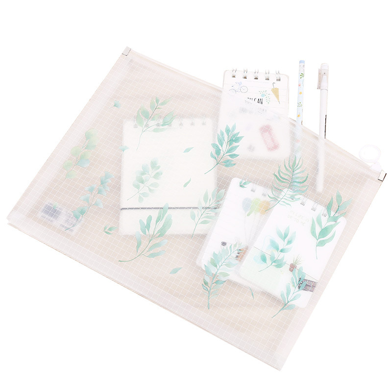 Fresh and transparent plastic zipper file bags, document storage bags, office file bags wholesale, waterproof document bags Item Picture