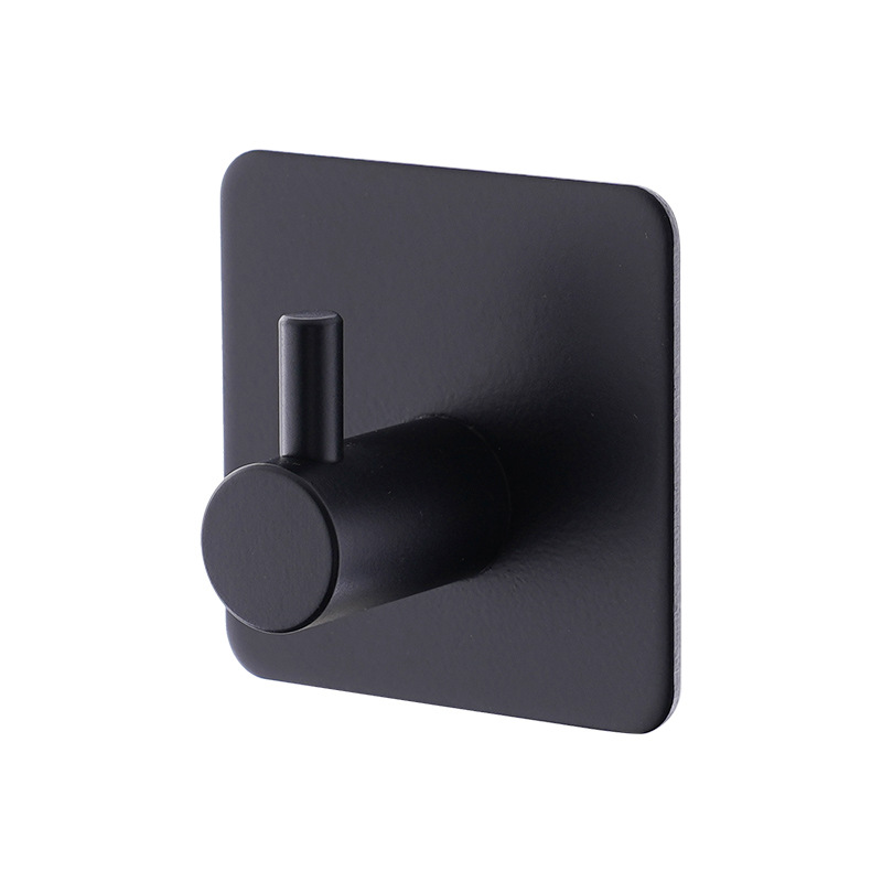 Black hook, 304 stainless steel strong adhesive hook, single hook without drilling, bathroom door back, kitchen coat hook Specification image