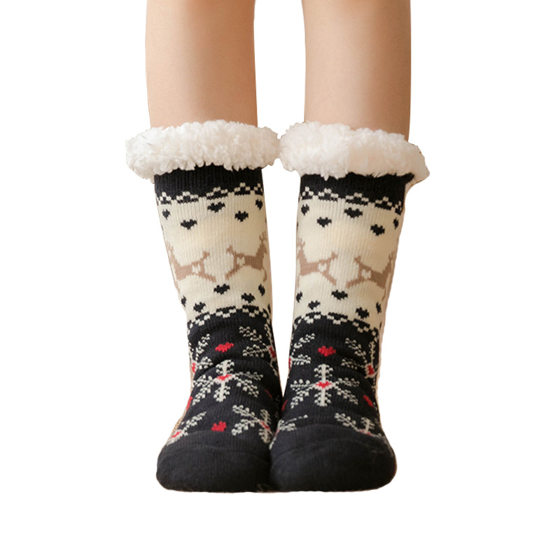 圣诞袜家居地毯地板袜大人雪地袜女腿套月子珊瑚绒睡眠袜子拖鞋袜详情图5