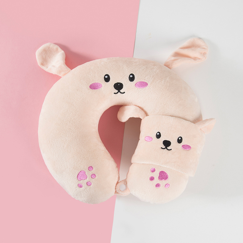 Factory direct sales of cartoon U-shaped pillows, eye masks, couple travel neck pillows as gifts details Picture