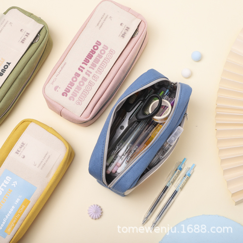 Tome Elementary School Pencil Case Creative Double-Layer Large Capacity Pencil Case For Middle School Students And High School Students Multi-Functional Pencil Case Application Scenario