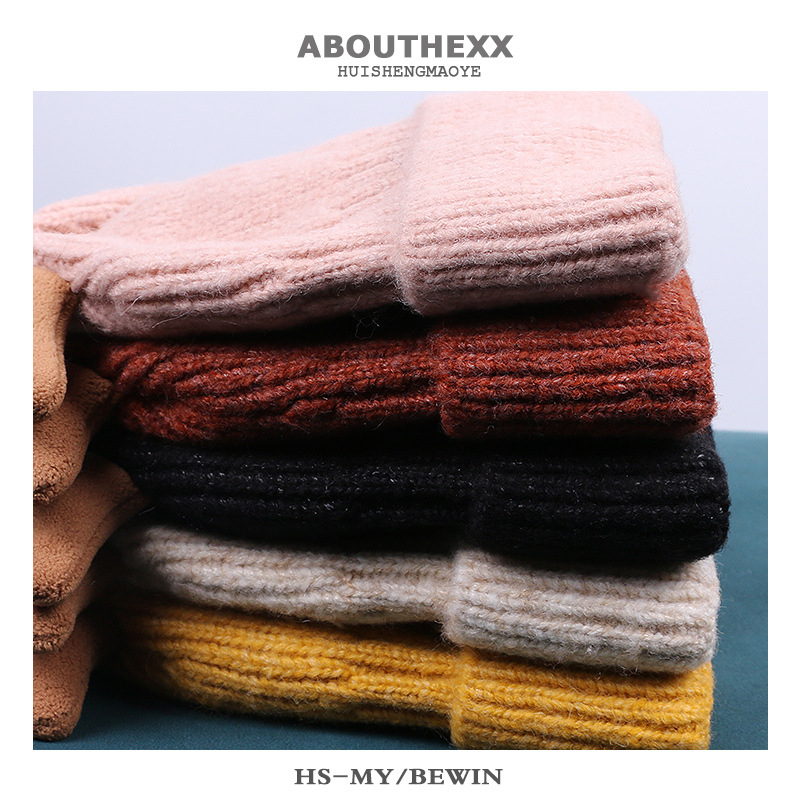 ABOUTHEXX women's autumn and winter Korean-style cute antler knitted hat with fleece lining for warmth and ear-protecting wool details Picture