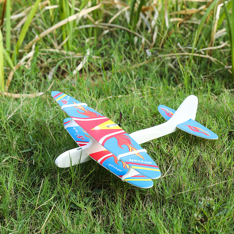 电动泡沫飞机usb充电手抛双翼滑翔机户外儿童玩具拼装航空模型详情图3