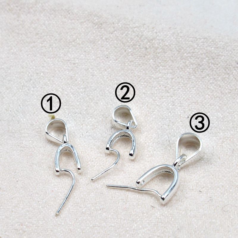 diy 925 sterling silver pendant cap, jade and jade, silver pendant cap, melon seed jade pendant, clip-on pendant, empty stand Specification drawing
