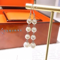 925 Silver lady temperament Wind goddess white shell pearl earrings Pop temperament personality earrings gift earrings