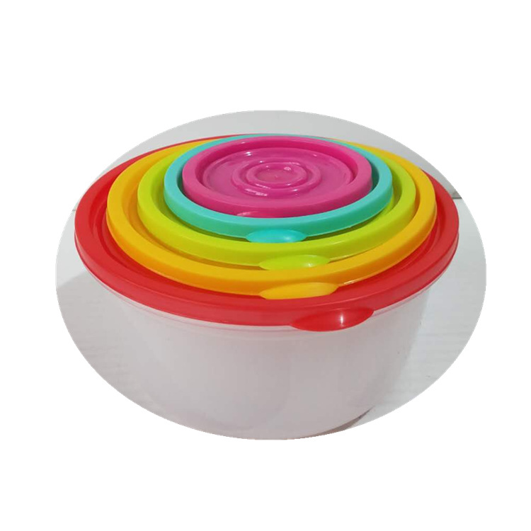 Xinyuan Round five-piece set, colorful fresh-keeping box, food moisture-proof storage box, multi-purpose round box manufacturer wholesale Item Picture