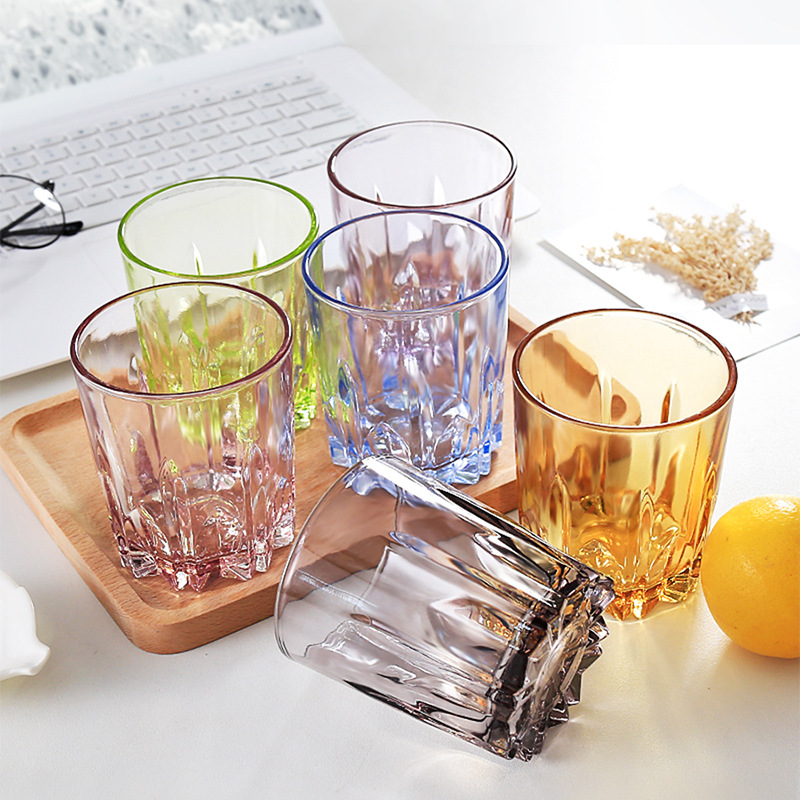 家用玻璃杯欧式洋酒杯创意八角彩色啤酒杯酒吧套装威士忌酒杯水杯详情图2