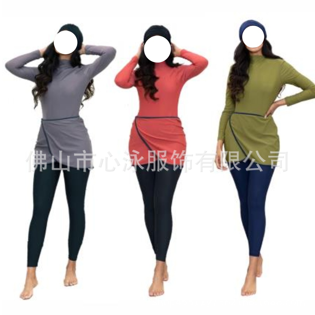 Factory Direct Sales Europe And The United States Sand Hard Hot Spring Conservative Swimsuit Three-Piece Set Specification drawing