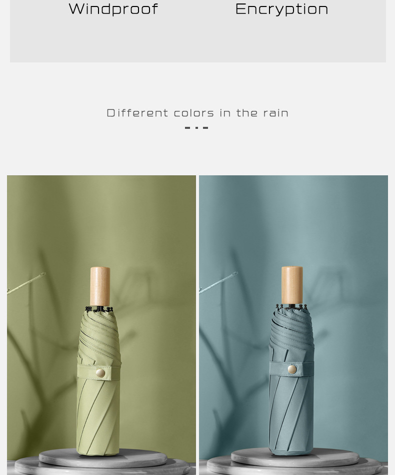 小清新文艺纯色折叠伞木柄晴雨两用创意礼品遮阳防雨日用百货详情21