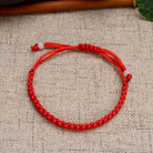 简约款手工编织平结红绳手链可调节抽拉情侣款五色线手绳批发