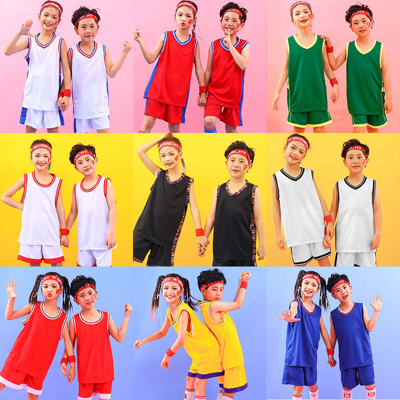 儿童光板篮球服可定制印号印字运动勇士快船跑步健身套装DIY训练图