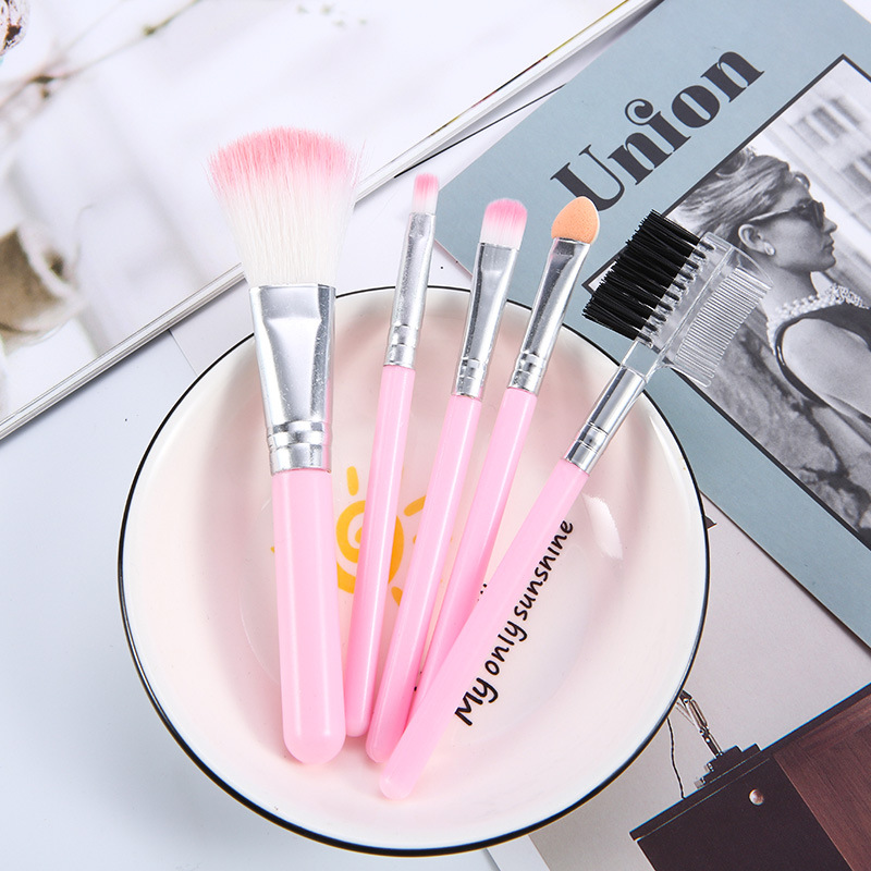 Portable Fiber Hair 5 Makeup Brush Set Small Set Eye Shadow Refresh Hand Beauty Tools Manufacturers Foreign Trade Stock Application Scenario
