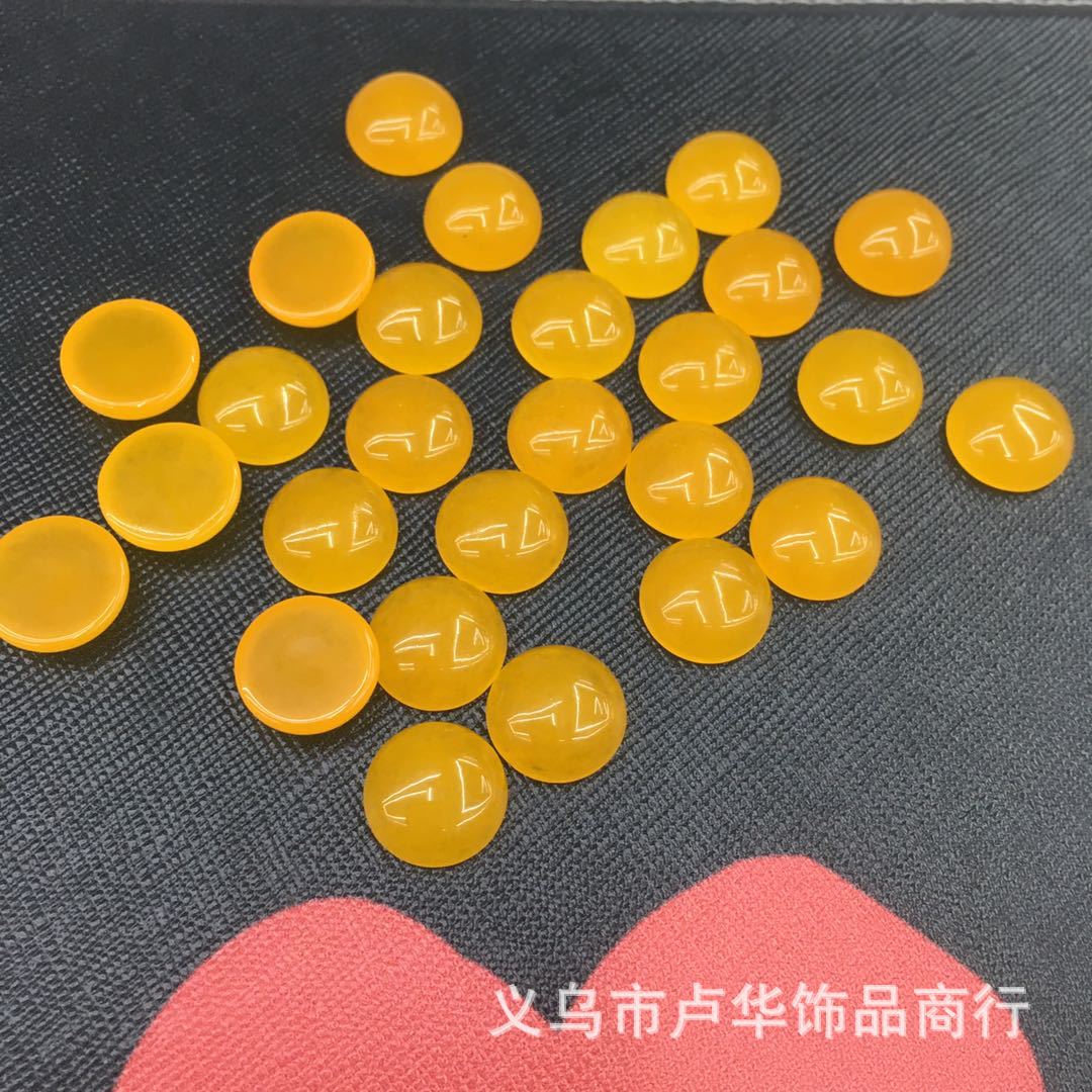 Cross-border direct sales of yellow jade Sui round ring face semi-precious stones, European and American fashionable agate bare stone gemstone jewelry accessories wholesale details Picture