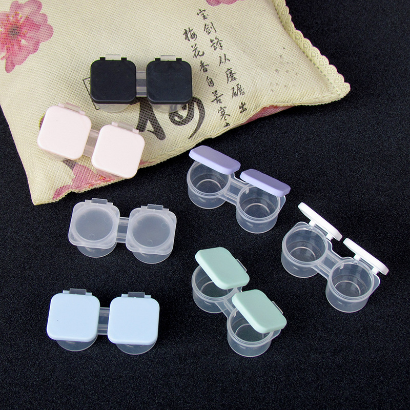 Portable dual-box flip contact lens case, independent press dual-box, convenient to use, three colors available, specially for foreign trade