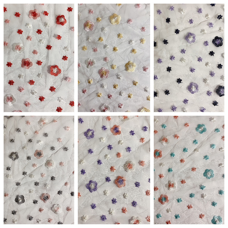 Wholesale and customization of home textile and clothing accessories, embroidered Daisy mesh fabric, skirts, wedding dresses, lace fabric Specification image