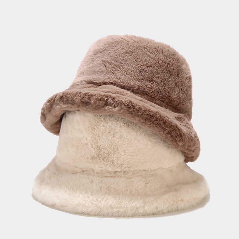 Ins Plush Hat Female Japanese Literary Retro Simple Fisherman Hat Autumn And Winter Korean Version Of All Warm Fashion Basin Hat details Picture