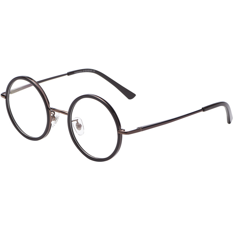 Retro round frame men's and women's flat myopia glasses, decorative spectacle frame, optical myopia frame, round glasses 8068 Item Picture
