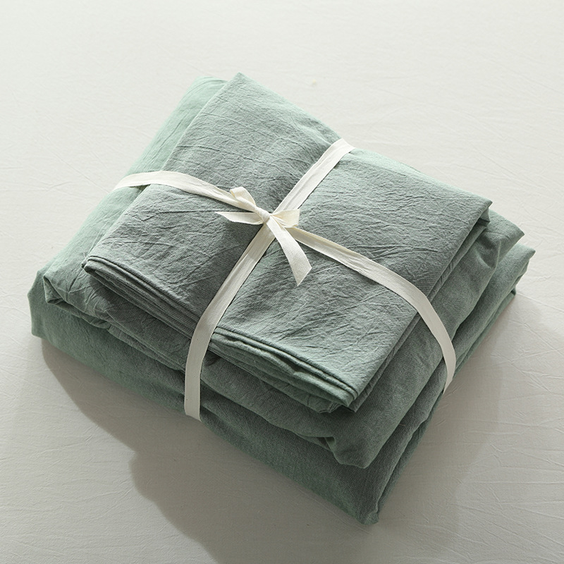 Muji Hotel washed pure cotton four-piece set, pure plain pure cotton quilt cover, bed cap 1.8 bedding, wholesale and consignment for homestay