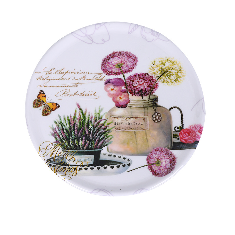 Wholesale Melamine Tableware Circular Heat Insulation Mat Household Tableware Plate Fruit Drink Tray Tray Tea Tray Can Be Customized Patterns Item Picture