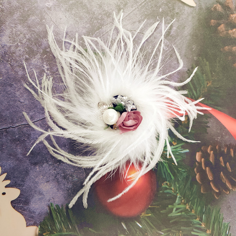 Factory direct sales of new handcrafted ostrich wool, rose diamonds, flower feathers, flower best-selling accessories, clothing accessories Specification image
