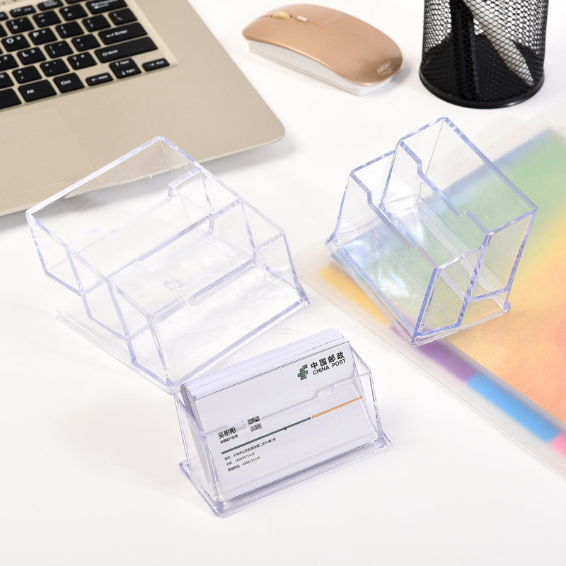 Wholesale transparent plastic business card holders, exhibition business desktop business card boxes, three-layer transparent business card racks, business card card holders Specification image