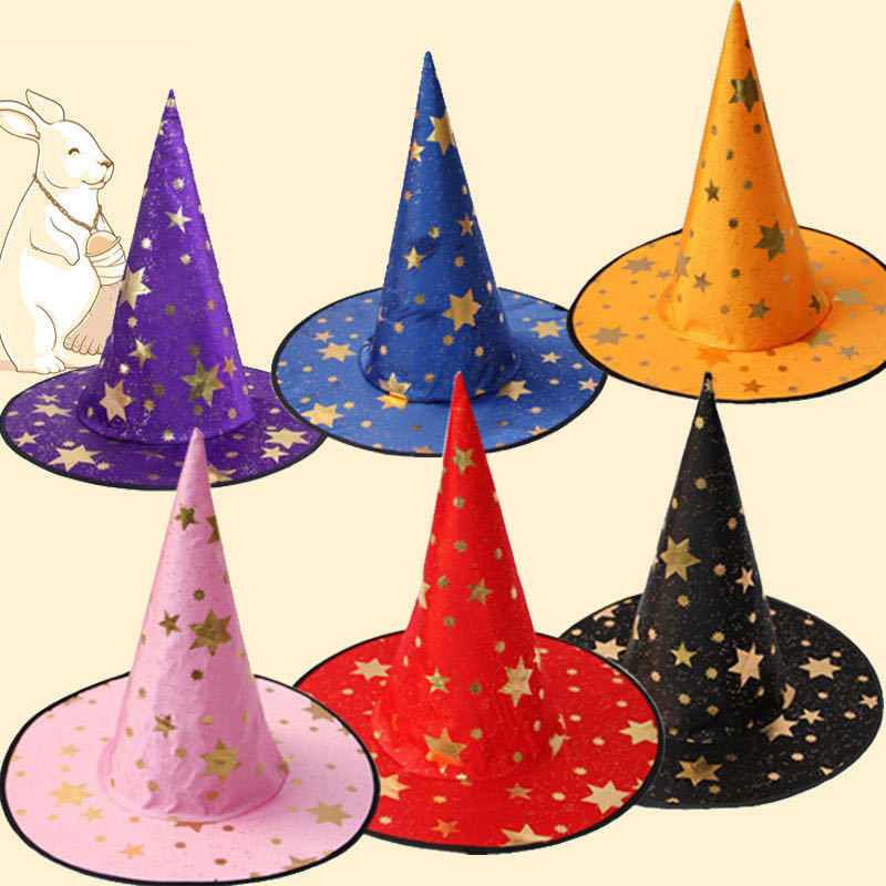 万圣节五星帽子万圣节装饰装扮道具派对道具魔术师尖顶帽印花帽详情图3