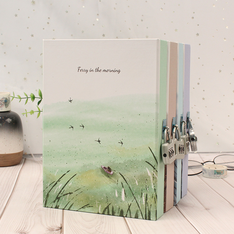 Student Password Book With Lock Diary A5 Box Girl Heart Little Fresh Lock Book Art Book Lock Book Children's Gift Specification drawing