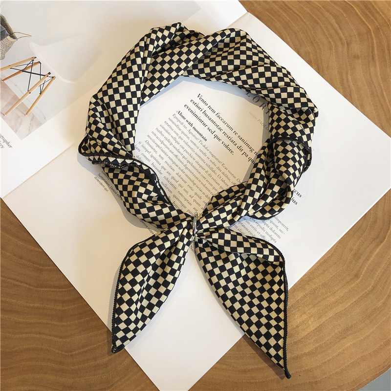 East Gate New All-Match Temperament Black And White Checkered Small Square Scarf Silk Scarf Female Spring And Autumn Decorative Scarf Scarf Wholesale 55