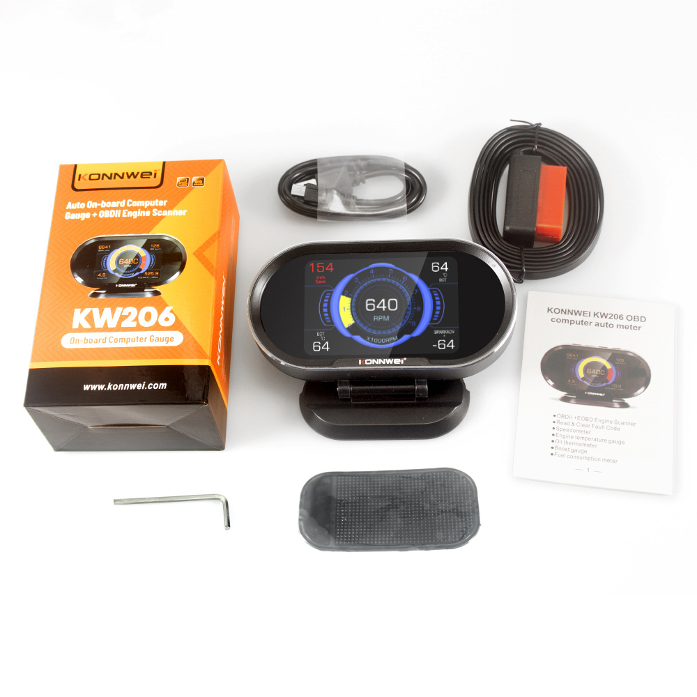 汽车改 装抬头显示器KONNWEI新款KW206汽车故障扫描仪+抬头显示器详情1