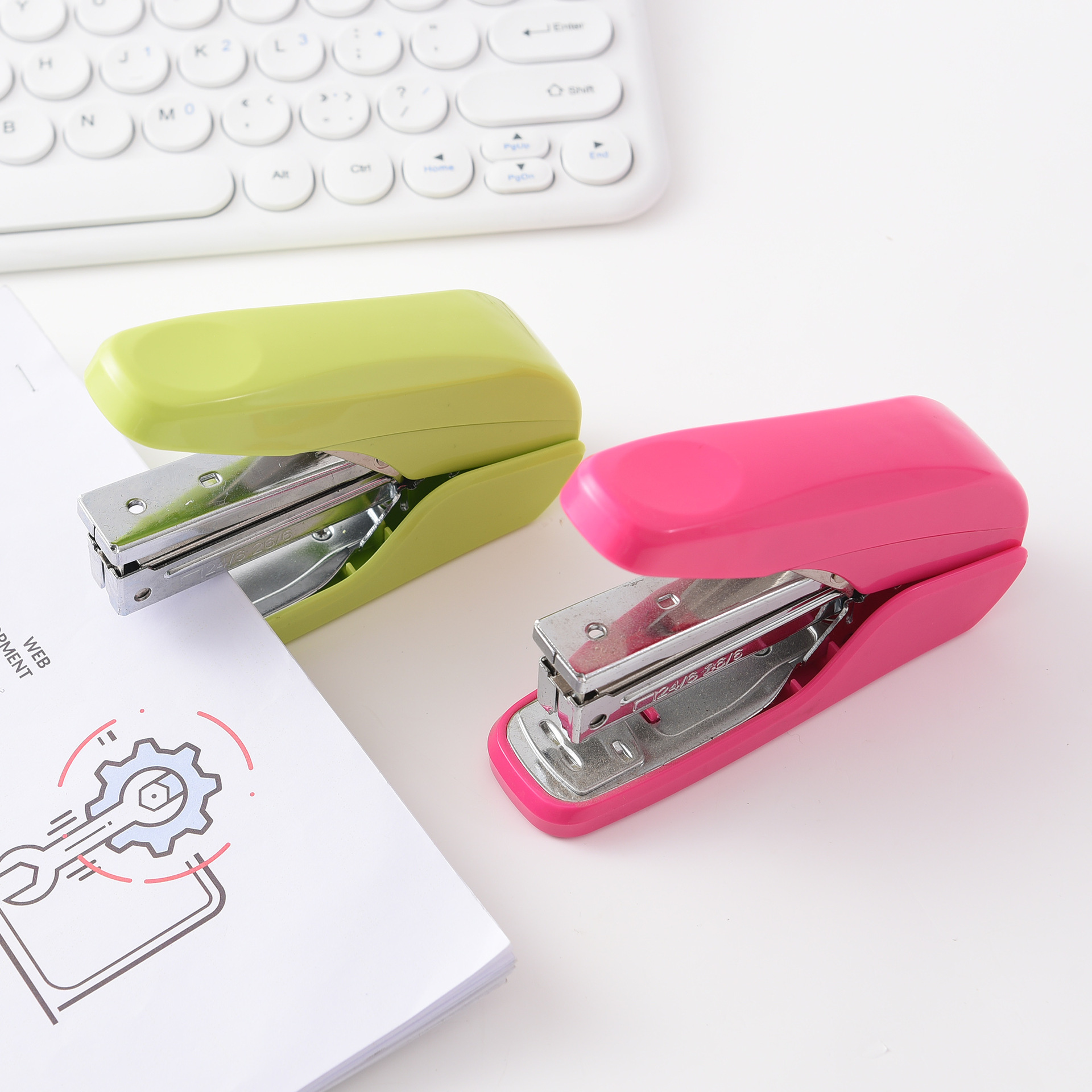 Factory direct supply cross-border exclusive 0623 Metal 3-color stapler, metal multi-functional labor-saving type, factory dedicated Item Picture