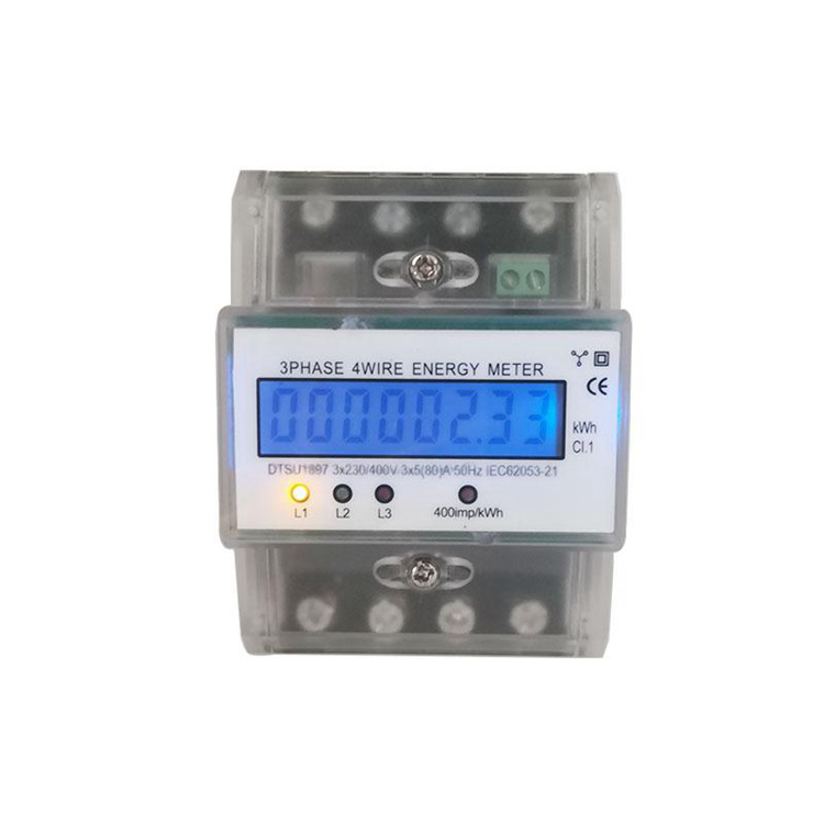 Rail-mounted three-phase four-wire multi-functional energy meter, 380v industrial energy meter, electronic active liquid crystal energy meter