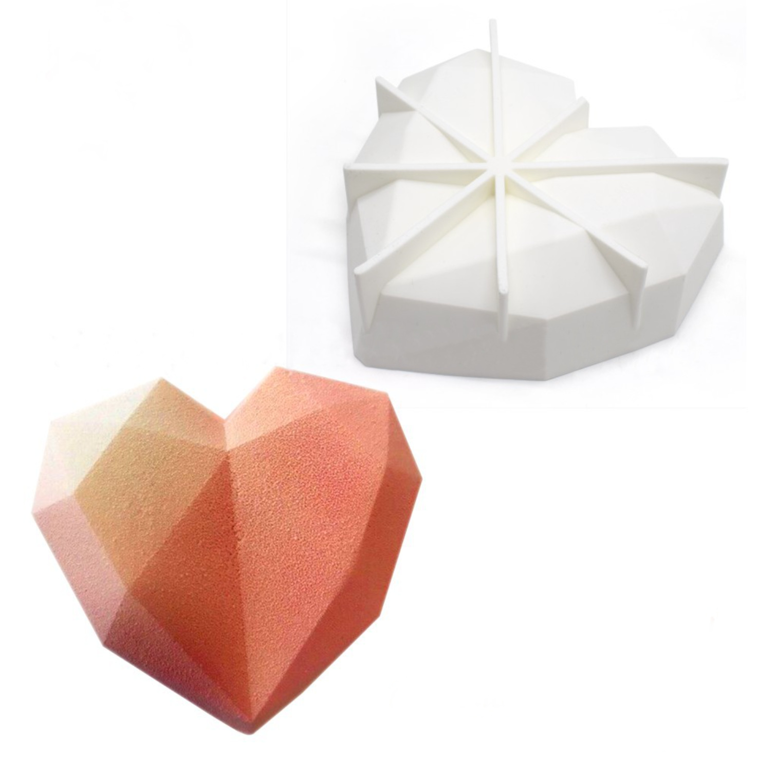 Single heart-shaped diamond resin mold, mousse silicone, diy cheesecake mold, rice cake mold, candle plaster details Picture